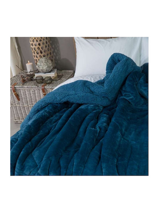 Borea Duvet Cover Single 160x220cm Cozy Petrol Blue
