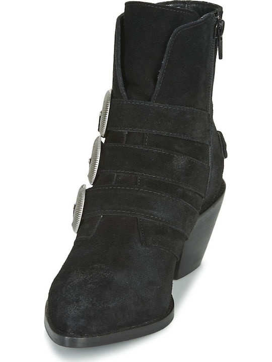 Leder Stiefeletten Damen Schwarz