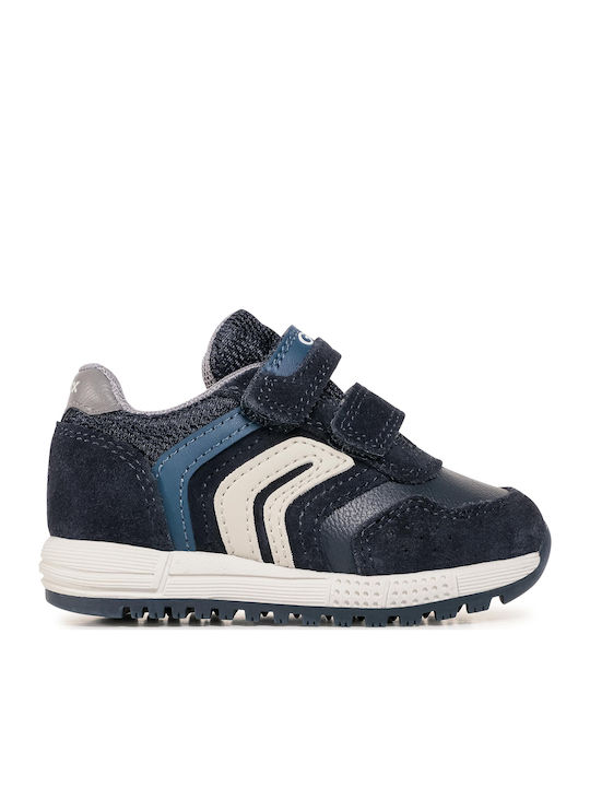 Geox Παιδικά Sneakers Alben Ανατομικά με Σκρατς για Αγόρι Navy Μπλε