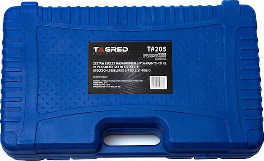 Tagred Set de chei tubulare și clichet 3\4" 21buc