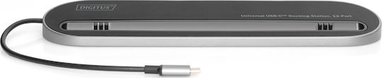 Digitus USB-C Docking Station with HDMI 4K PD Ethernet and Support for 2 Monitors Black (DA-70888)