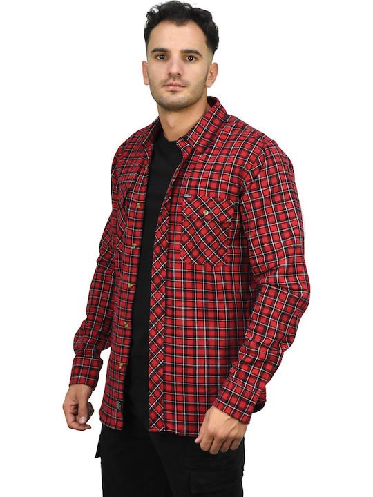 Emerson Men's Shirt Long Sleeve Flannel Checked Red / Black