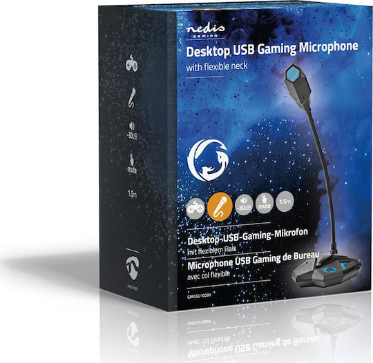 Nedis Desktop Gaming Microphone USB Μικρόφωνο Gooseneck Black/Blue