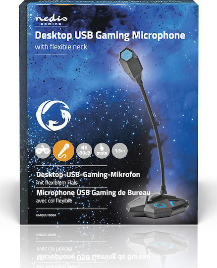 Nedis Desktop Gaming Microphone USB Μικρόφωνο Gooseneck Black/Blue