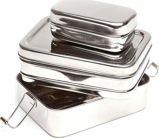 Ecolunchbox Three-In-One Classic Σετ Δοχεία Φαγητού Inox Ασημί 14x10.6cm 3τμχ