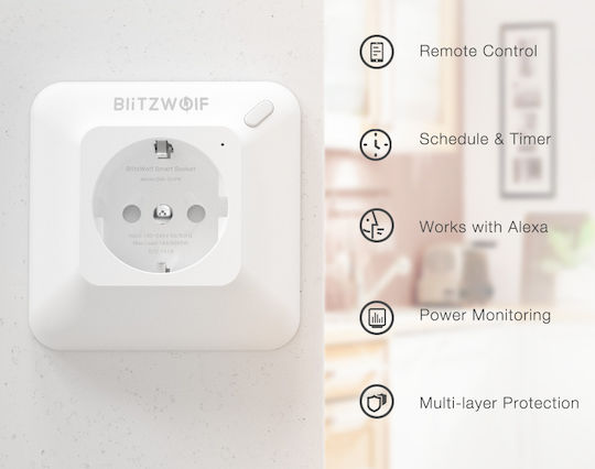 BlitzWolf Μονή Χωνευτή Πρίζα Ρεύματος Wi-Fi Λευκή BW-SHP8 | Skroutz.gr