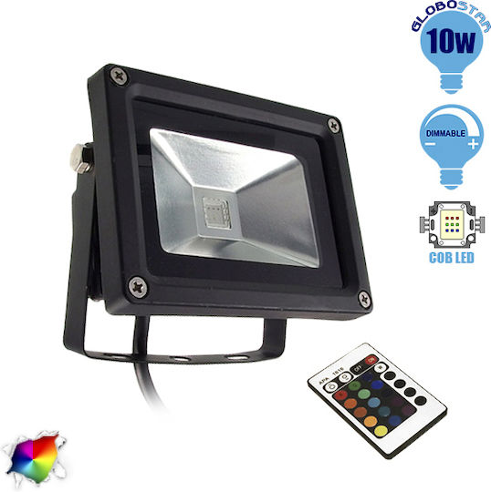 GloboStar Impermeabil Proiector LED 10W RGB cu Telecomandă IP65