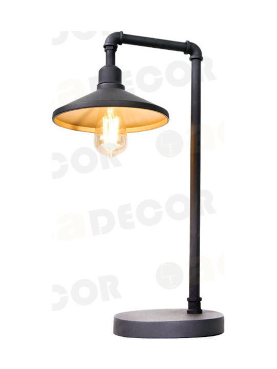 Aca Metal Table Lamp for Socket E27 with Black Shade and Base