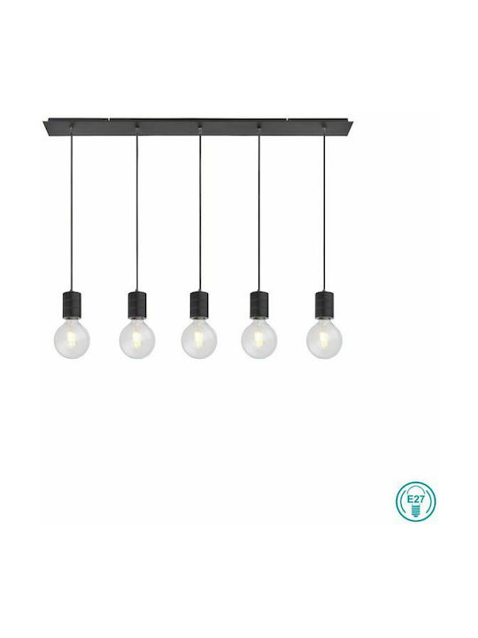 Globo Lighting Hermine Pendant Light Black Rail for 5 Bulbs E27 10cm