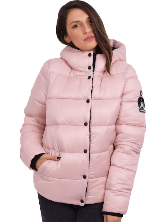 High Shine Toya Scurtă Jachetă de femei Puffer Roz