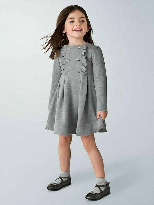 Mayoral Kids Dress Long Sleeve Gray