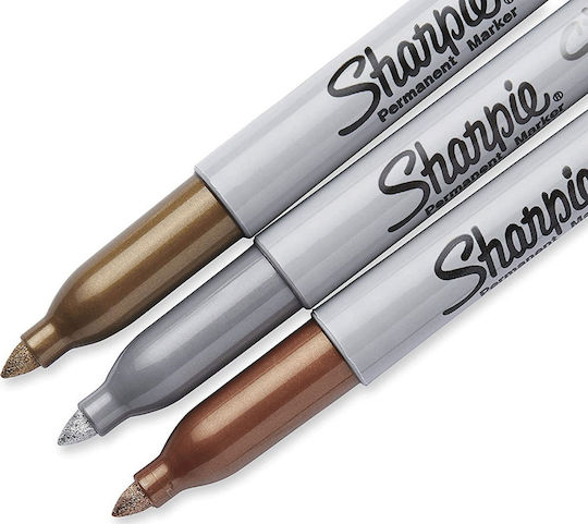 Sharpie Metallic Ανεξίτηλοι Μαρκαδόροι Gold/Silver/Bronze 1mm Σετ 3 χρώματα
