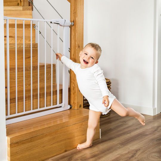 Babyono Foldable Security Door Simple Placement made of Metal in White Color 75x77.5cm 1pcs