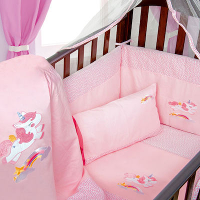 Dimcol Baby Crib Bedding Set Unicorn 41 7pcs Pink