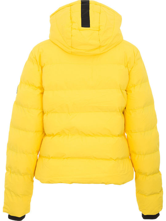 Spirit Sports Women's Short Puffer Jacket for Winter with Hood Yellow