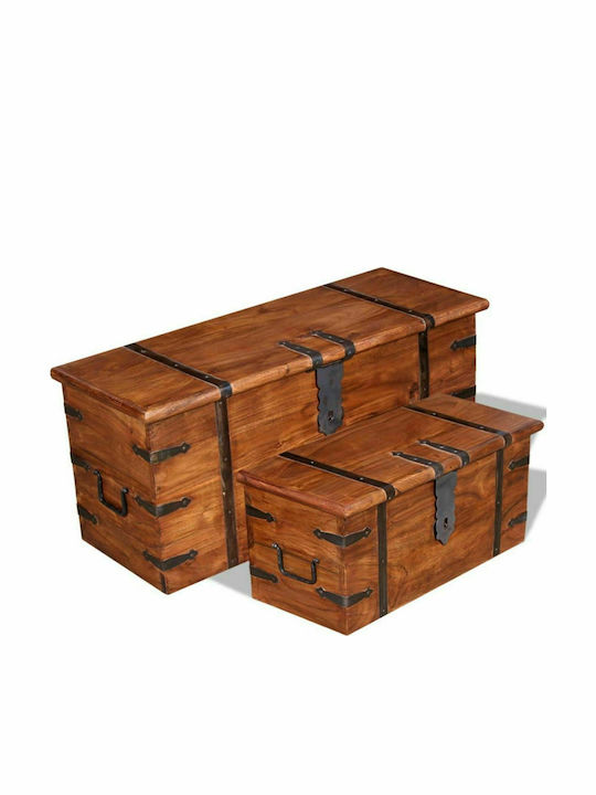 vidaXL Wooden Decorative Trunks Set Brown 2pcs