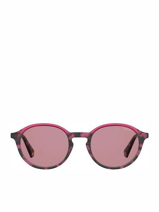 Polaroid Sunglasses with Pink Tartaruga Plastic Frame and Pink Polarized Lens PLD6125/S 0T4