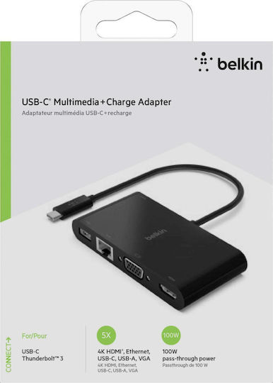 Belkin USB-C Docking Station with HDMI 4K PD Ethernet Black (AVC004BTBK)