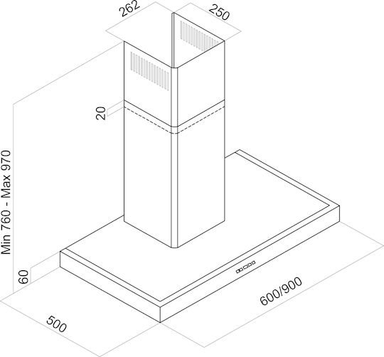 Davoline TAU HPA Απορροφητήρας Καμινάδα 60cm Inox