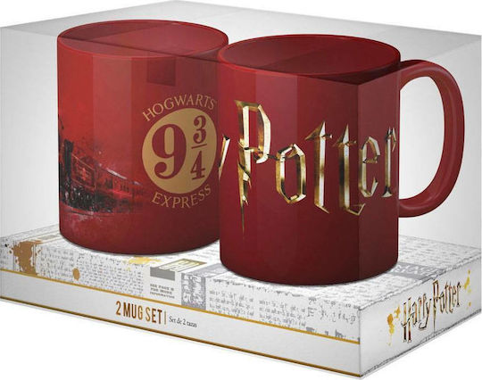 Sd Toys Harry Potter - Logo & Hogwarts Express Cană Ceramică Roșie 330ml 2buc