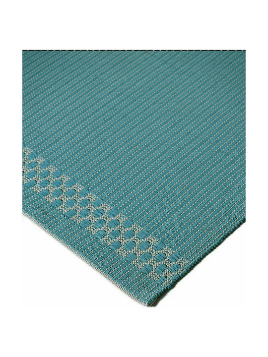 Tapicap Box Border Handmade Rug Rectangular Aqua