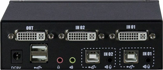 Inter-Tech AS-21DA KVM & Data Switch με Audio / DVI / USB 2.0 / USB-B