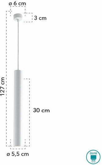 Fan Europe Fluke-S30 BCO Κρεμαστό Φωτιστικό Λευκό με Ντουί GU10 30x200εκ.
