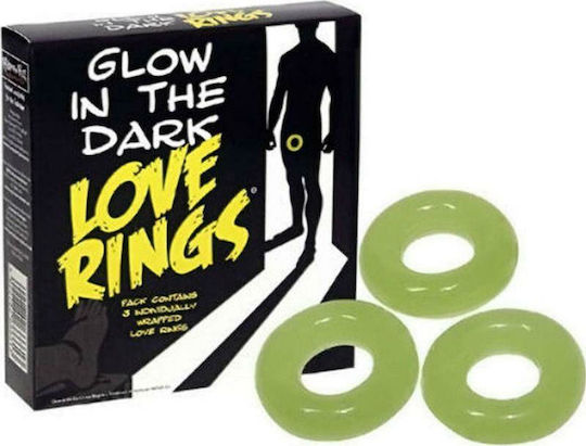 Spencer & Fleetwood Ltd Glow in the Dark Love Rings Set Cock Rings Cock Silicon Green 3buc