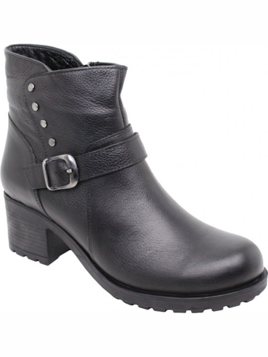 Ghete dama de piele cu platforme pentru femei cu toc negru