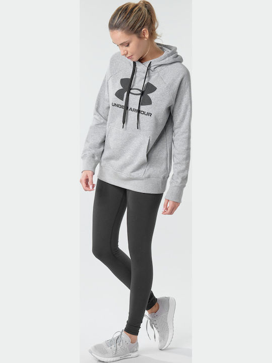 Rival Logo Long Women's Sweatshirt Hooded Gray