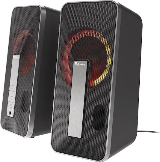 Genesis HELIUM 100BT RGB Ασύρματα Ηχεία Υπολογιστή 2.0 με RGB Φωτισμό και Bluetooth Ισχύος 10W σε Μαύρο Χρώμα