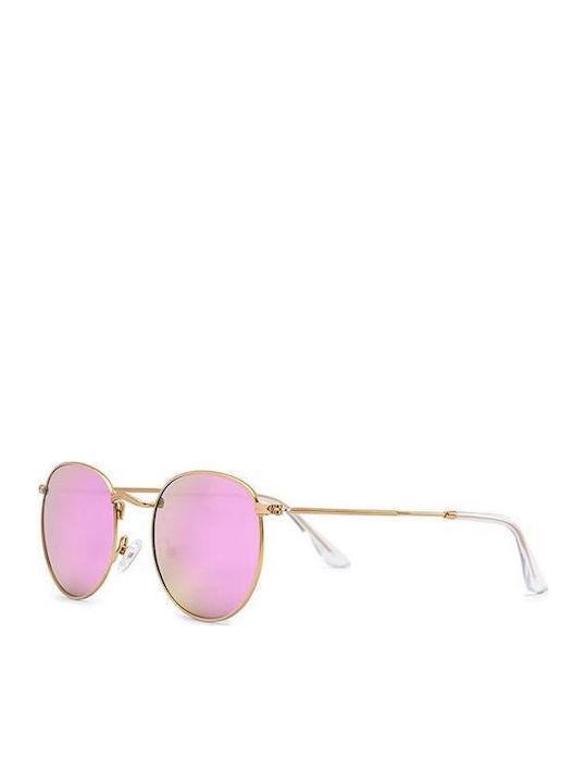 Paltons Talaso Unisex Sonnenbrille mit Rose Gold Metall Gestell und Lila Polarisiert Linse