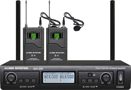 Audio Master GLX250-BB Seturi Wireless Δυναμικό Microfon Πέτου, Clip On