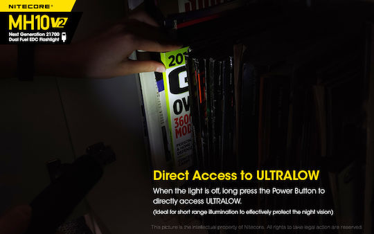 NiteCore Επαναφορτιζόμενος Φακός LED IP68 με Μέγιστη Φωτεινότητα 1200lm MH10V2