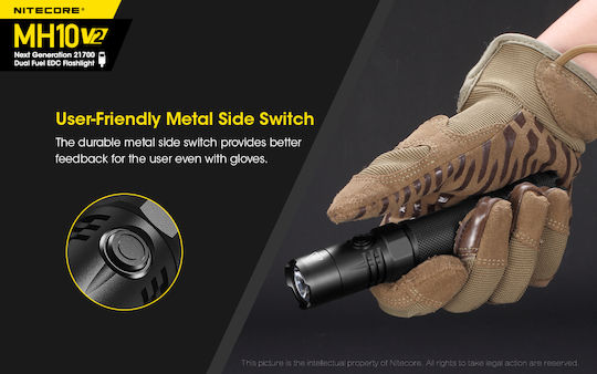 NiteCore Επαναφορτιζόμενος Φακός LED IP68 με Μέγιστη Φωτεινότητα 1200lm MH10V2