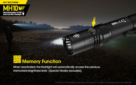 NiteCore Επαναφορτιζόμενος Φακός LED IP68 με Μέγιστη Φωτεινότητα 1200lm MH10V2