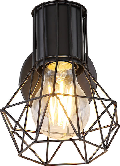 Globo Lighting Priska Μοντέρνο Φωτιστικό Τοίχου με Ντουί E27 και Διακόπτη Μαύρο