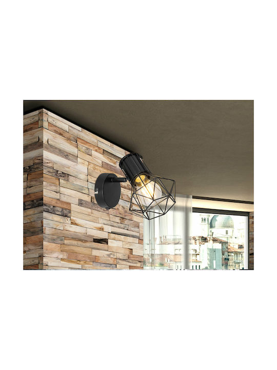 Globo Lighting Priska Μοντέρνο Φωτιστικό Τοίχου με Ντουί E27 και Διακόπτη Μαύρο