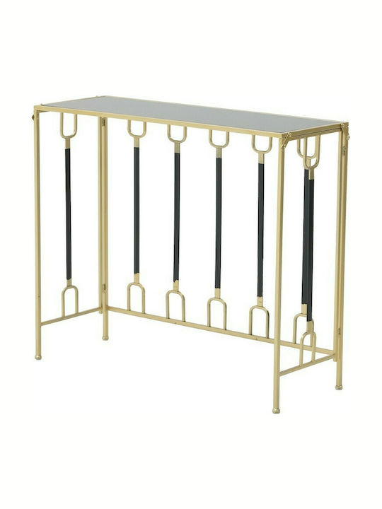 Console Table Metal with Glass Surface Gold / Black L92xW32xH78cm
