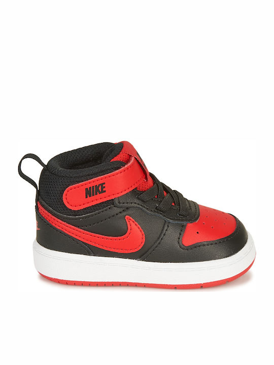 Court Court Borough MID 2 TDV Kids Sports Shoes with Hoop & Loop Closure Black / White / University Red
