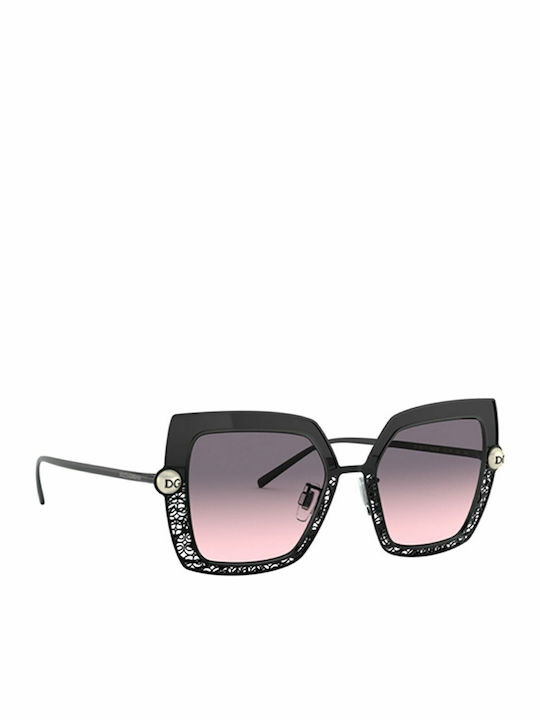 Dolce & Gabbana Filigre & Pearls Sonnenbrillen mit Schwarz Rahmen und Rosa Verlaufsfarbe Linse DG2251H 1340/5M