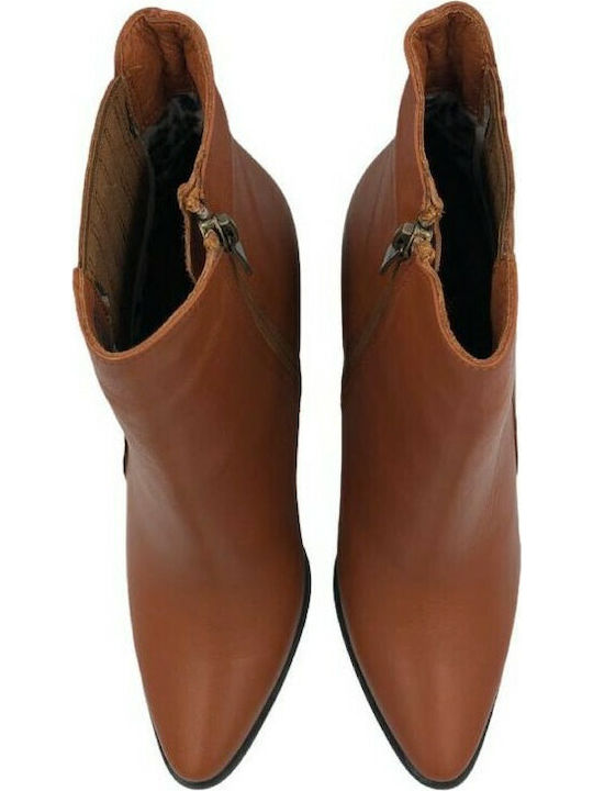22203 Ghete Dama Din Piele Ankle Boots Culoare Full Face Tabac maro