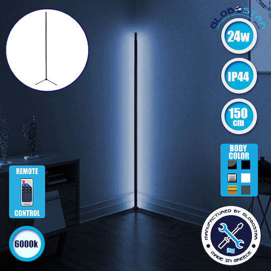 GloboStar LED Floor Lamp H150xW3cm. with Cool White Light 140lm Black