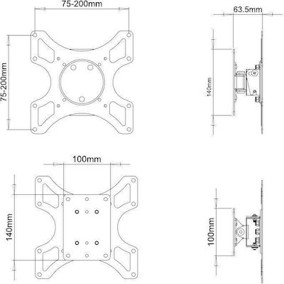 Techly ICA-LCD 2900B ICA-LCD 2900B Wall TV Mount with Arm up to 37" and 25kg Black