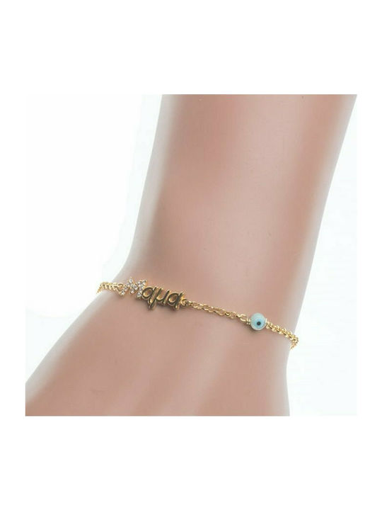 Distinctive bracelet made of gold plated silver with mom with eye