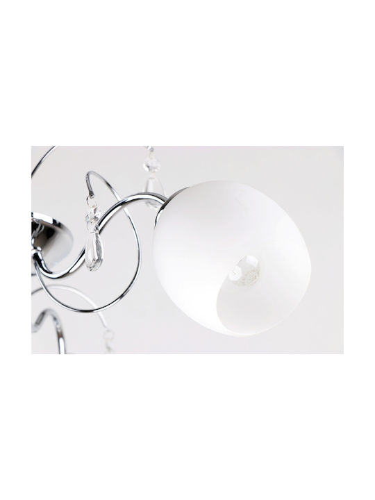 Home Lighting KQ 2221/5 Ferrow Κρεμαστό Φωτιστικό Ασημί με Κρύσταλλα για 5 Λαμπτήρες E27 60x60x53εκ.