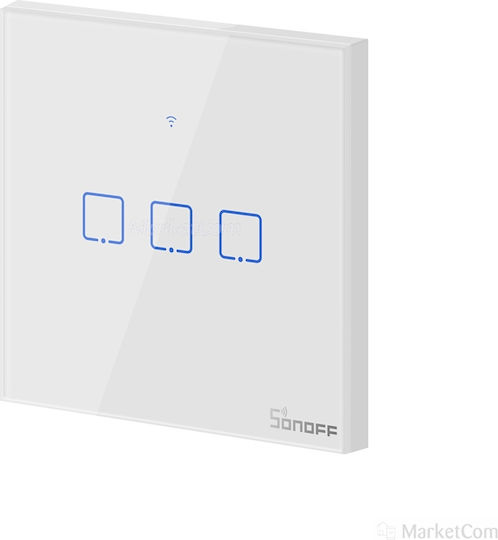 Sonoff TX T1 Recessed Touch Wall Switch Wi-Fi Lighting Triple with Frame White