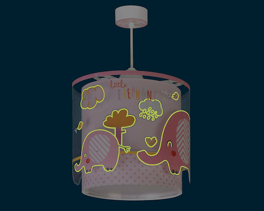 Ango Kids Plastic Single Ceiling Light E27 Little Elephant Pink 23W