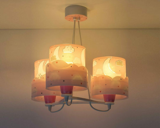 Ango Kids Plastic Chandelier Ceiling Light E27 Moon Pink 23W