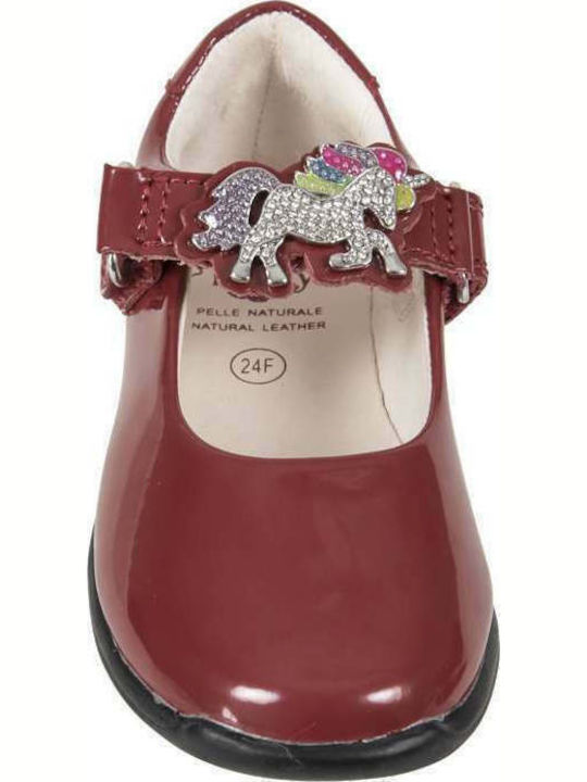 Kids Patent Leather Ballerinas with Hoop & Loop Closure Red